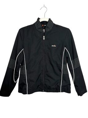 Ellesse Track Jacket Women’s S Black Full Zip Athletic Y2K Piping